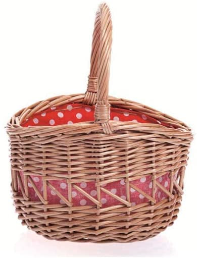Egmont | Small Round Wicker Basket with red dot fabric