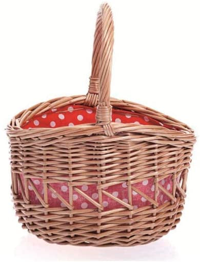 Egmont | Small Round Wicker Basket with red dot fabric