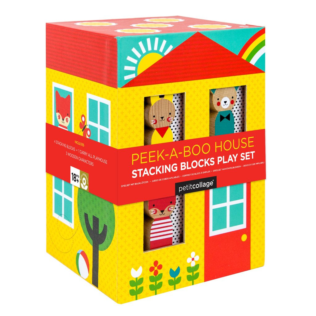 Petit collage | Peek-A-Boo House Stacking Blocks Play Set