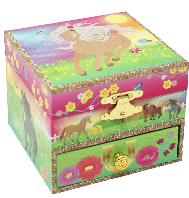 Pink Poppy | Horse Meadow | Small Music Box MJB3045