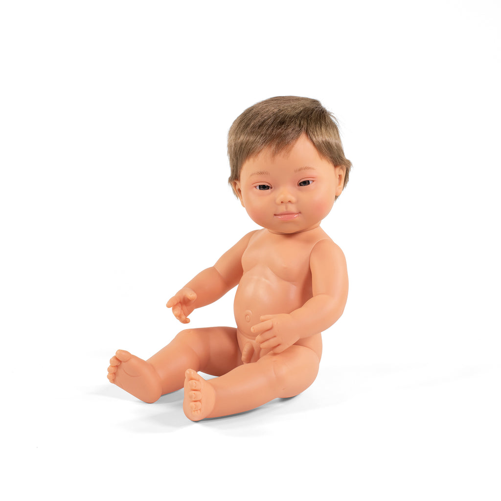 Miniland | 38cm | Caucasian Brunette | Down Syndrome | Boy | Polybag