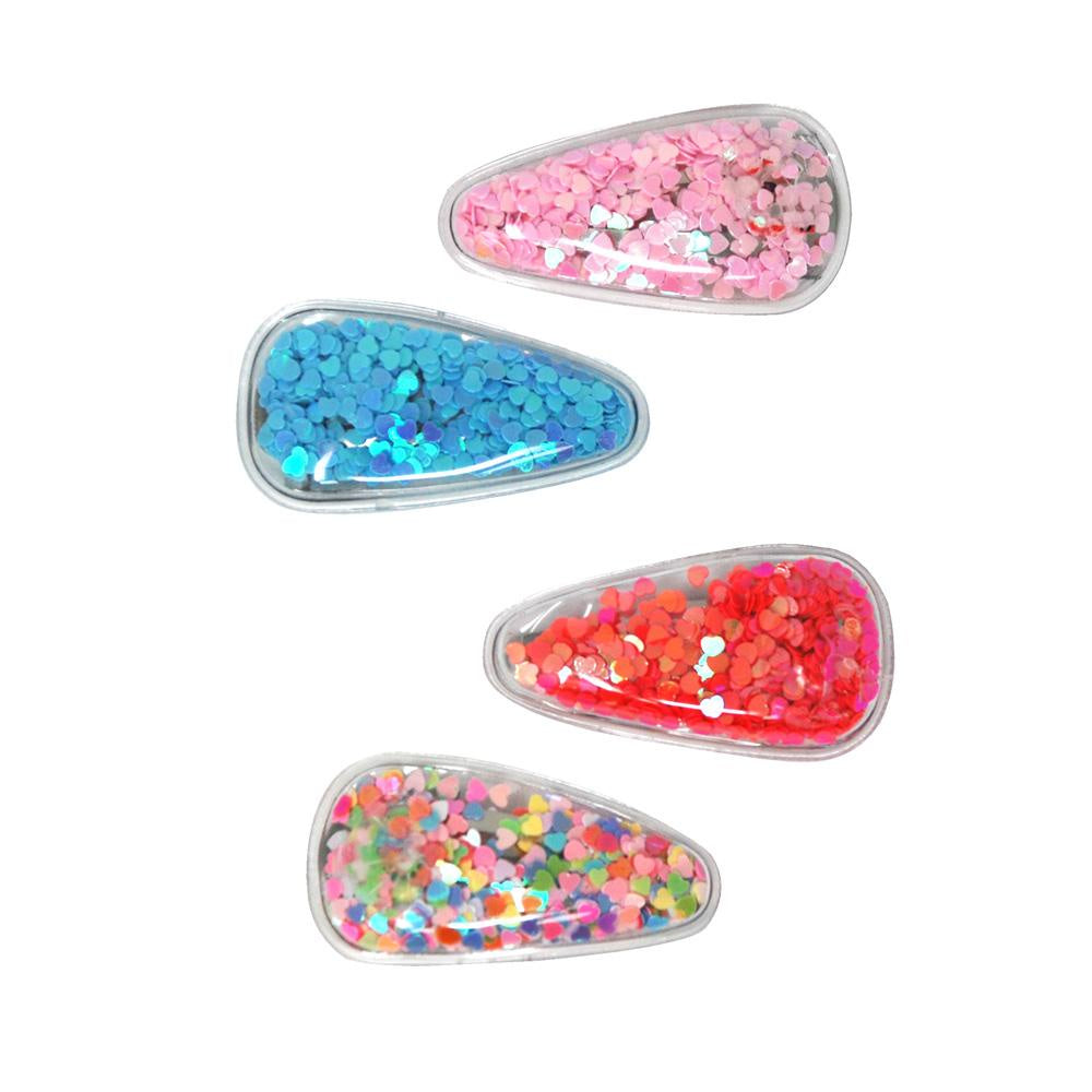 Pink Poppy | Glitter Shaker Snapclip Hair Clips | HCM107