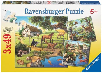 Ravensburger | 3x49pc | Forest, Zoo & Pets Puzzle