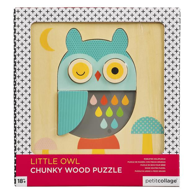 Petit Collage | Little Owl Chunky Wood Puzzle