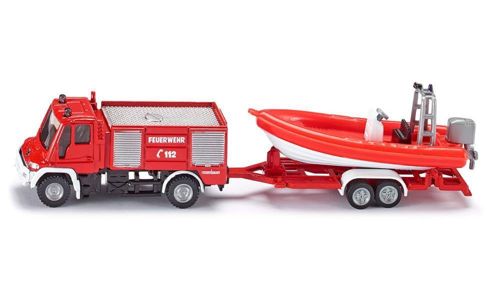 SIKU | 1636 | Unimog Fire Engine with Boat | 1:87 Scale