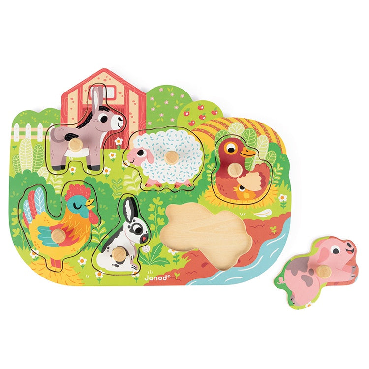 Janod | Peg Puzzle | Farm