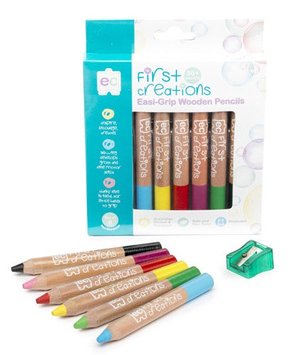 First Creations | Easi-Grip Wooden Pencils | Pack of 6