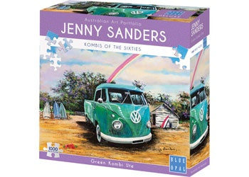 Blue Opal | 1000pc | Jenny Sanders | Kombi's of the Sixties | Green Kombi Ute