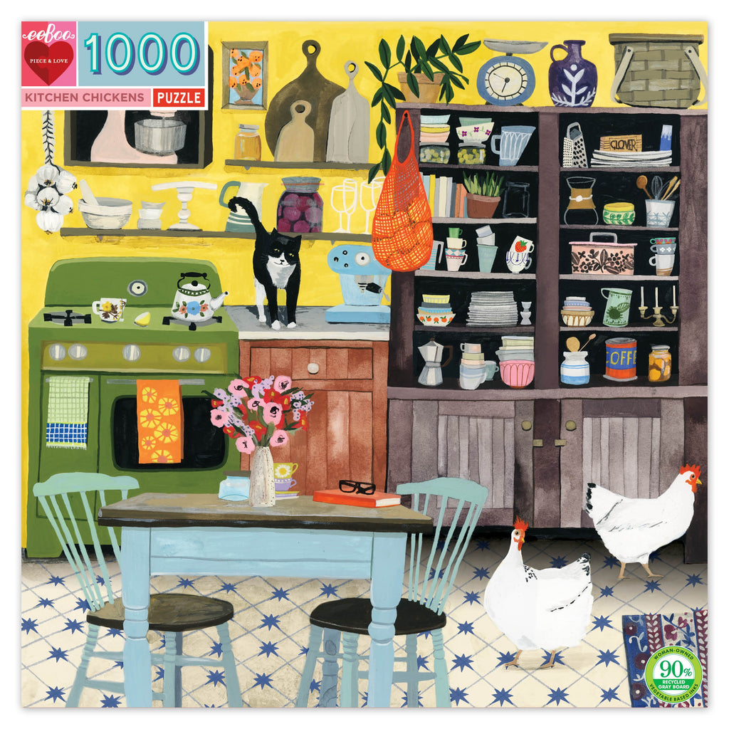 EeBoo | 1000pc Puzzle | Kitchen Chickens