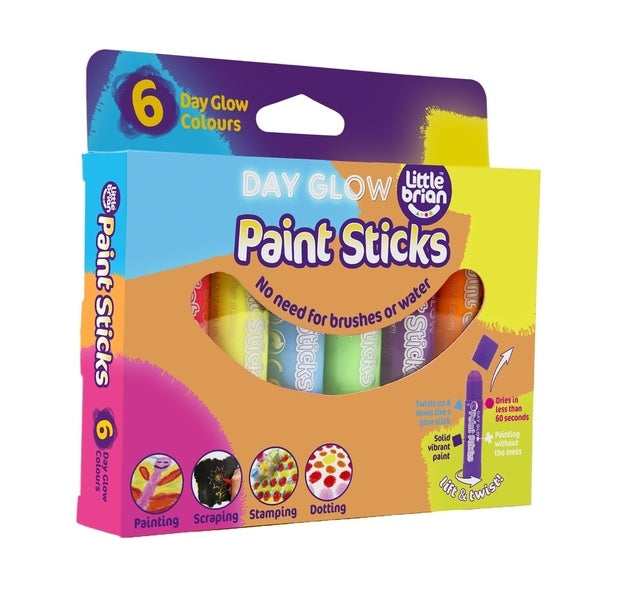 Little Brian | Paint Sticks | Day Glow 6 pack