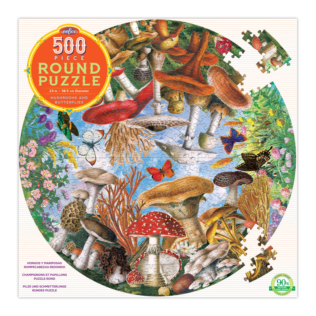 EeBoo | 500pc | Round | Mushroom & Butterflies
