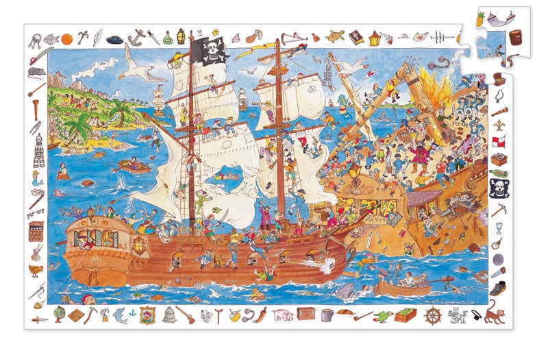 Djeco | 100pc |Pirates|  Observation Puzzle | DJ7506