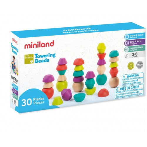 Miniland | Aptitude Eco Wooden Towering Beads Set 30pc