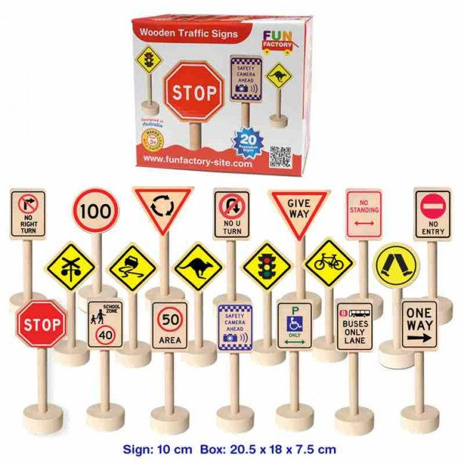 Fun Factory | Wooden Traffic Signs – Kids Play Toys