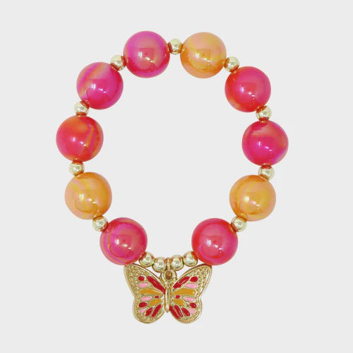 Pink Poppy | Vibrant Butterfly Bracelet