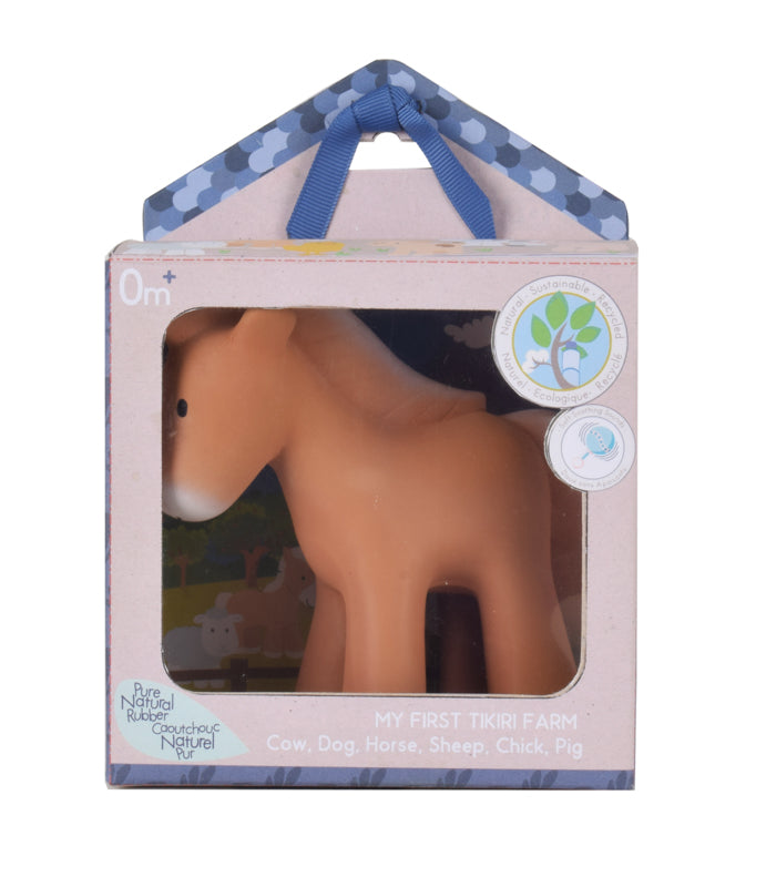 Tikiri Natural Rubber Teether | Farm | Horse