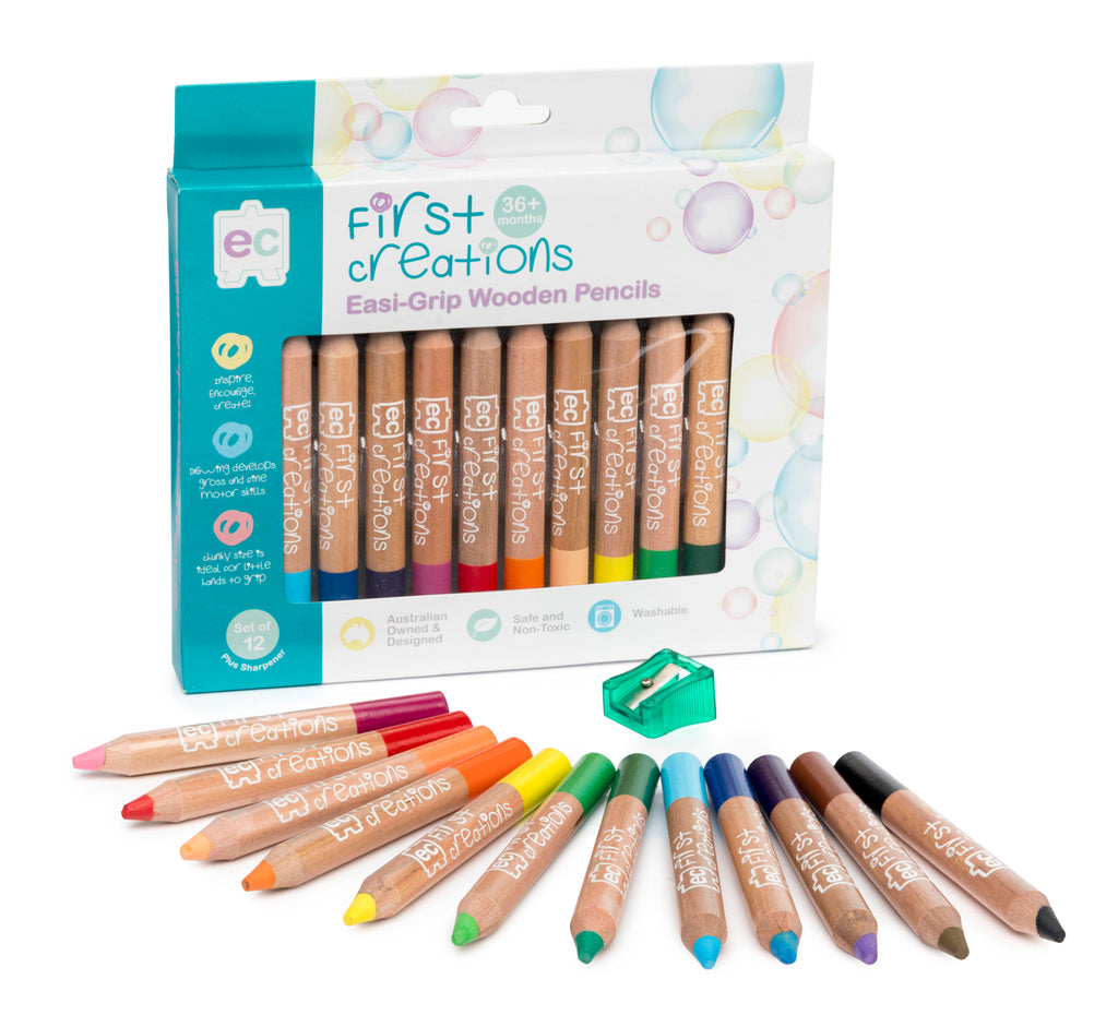 First Creations | Easi-Grip Wooden Pencils | Pack of 12