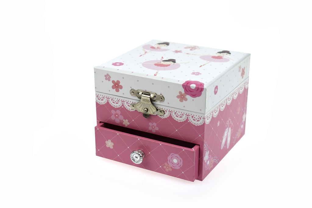 Ballerina Square Music Box | with Drawer