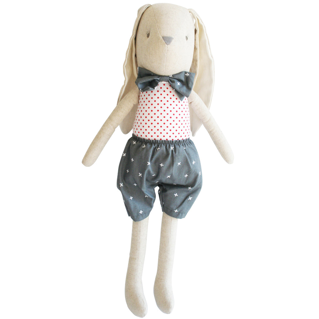 Alimrose | Linen Louie Cuddle Bunny | 55cm | Grey Red