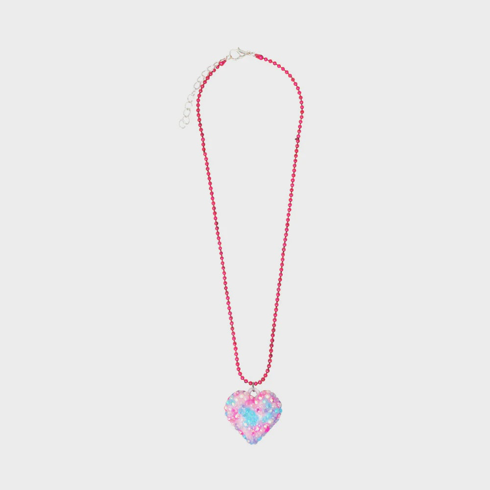 Pink Poppy | Rhinestone Heart Ballchain Necklace