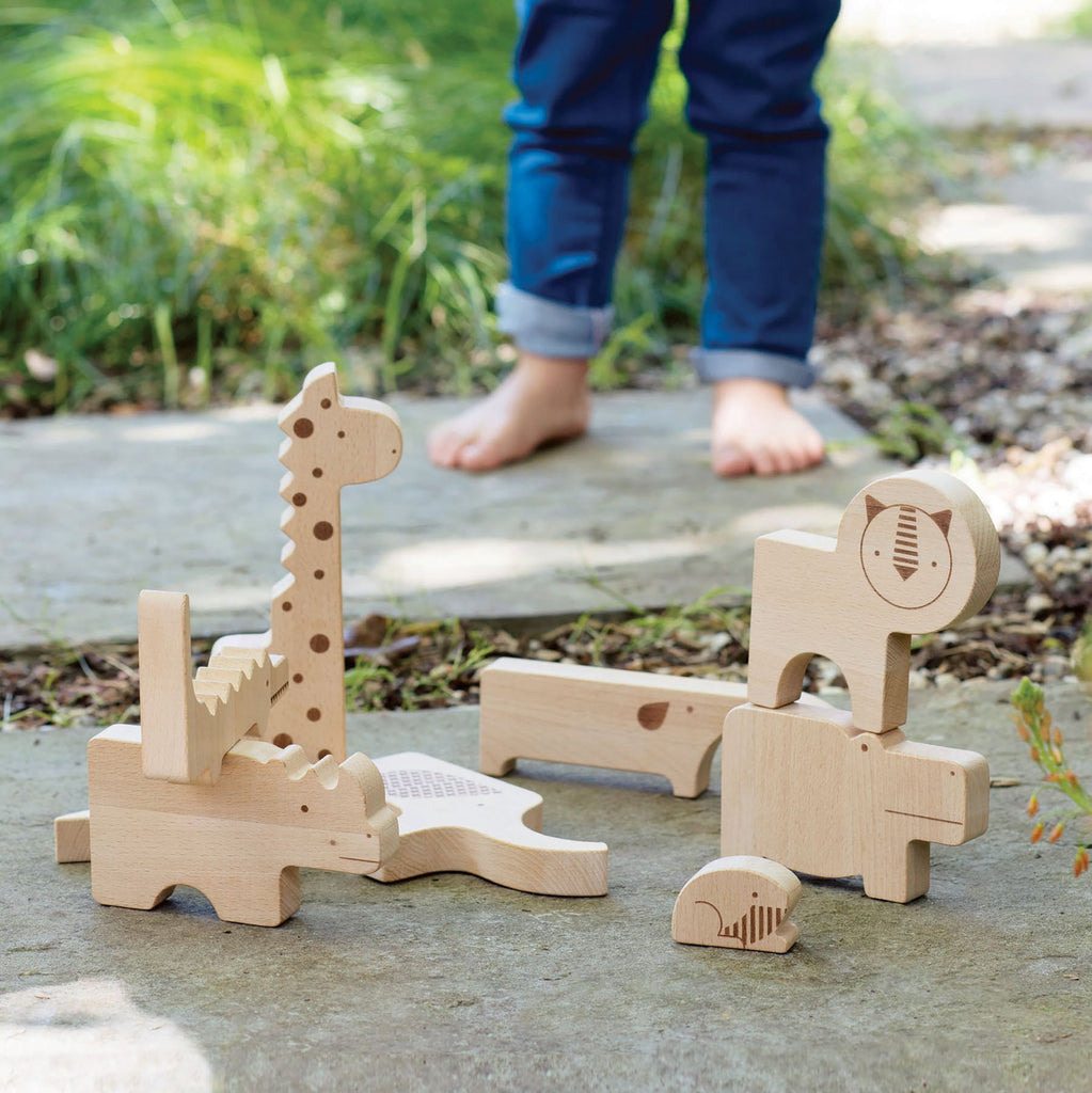 Petit Collage | Safari Jumble Wooden Puzzle & Play Set