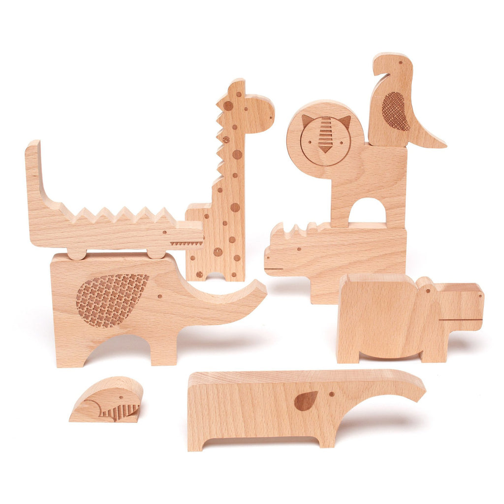 Petit Collage | Safari Jumble Wooden Puzzle & Play Set