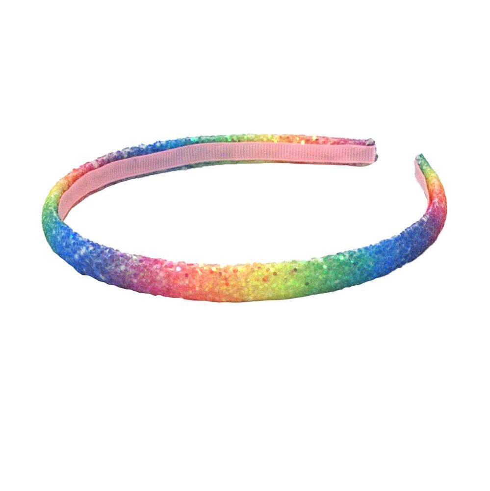 Pink Poppy |Rainbow Narrow Chunky Glitter Headband