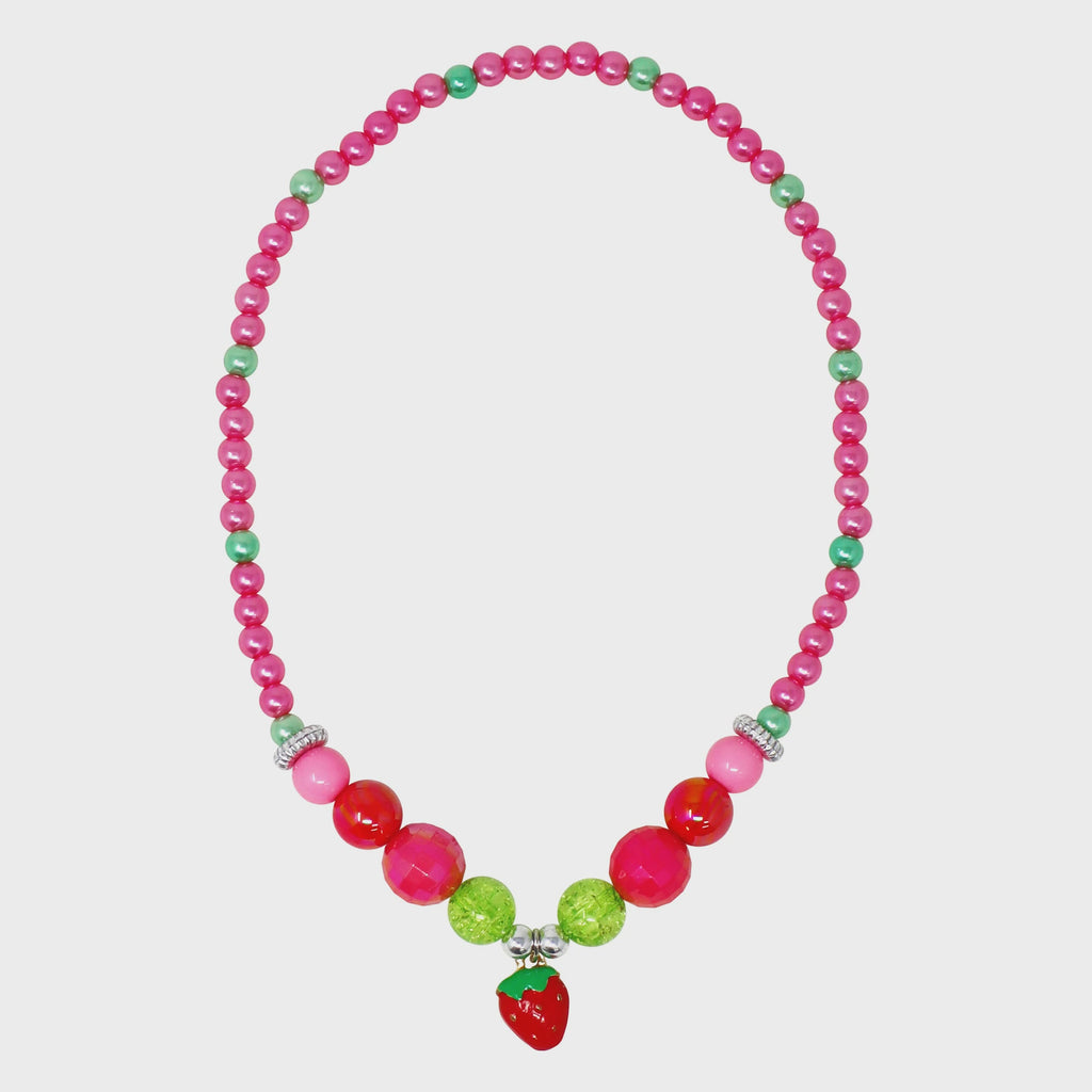Pink Poppy | Hot Pink Strawberry Charm Necklace