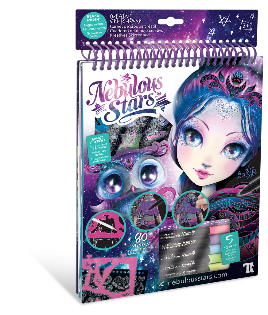 Nebulous Stars | Eclipsia Sketchbook | Black Zentangle Colouring
