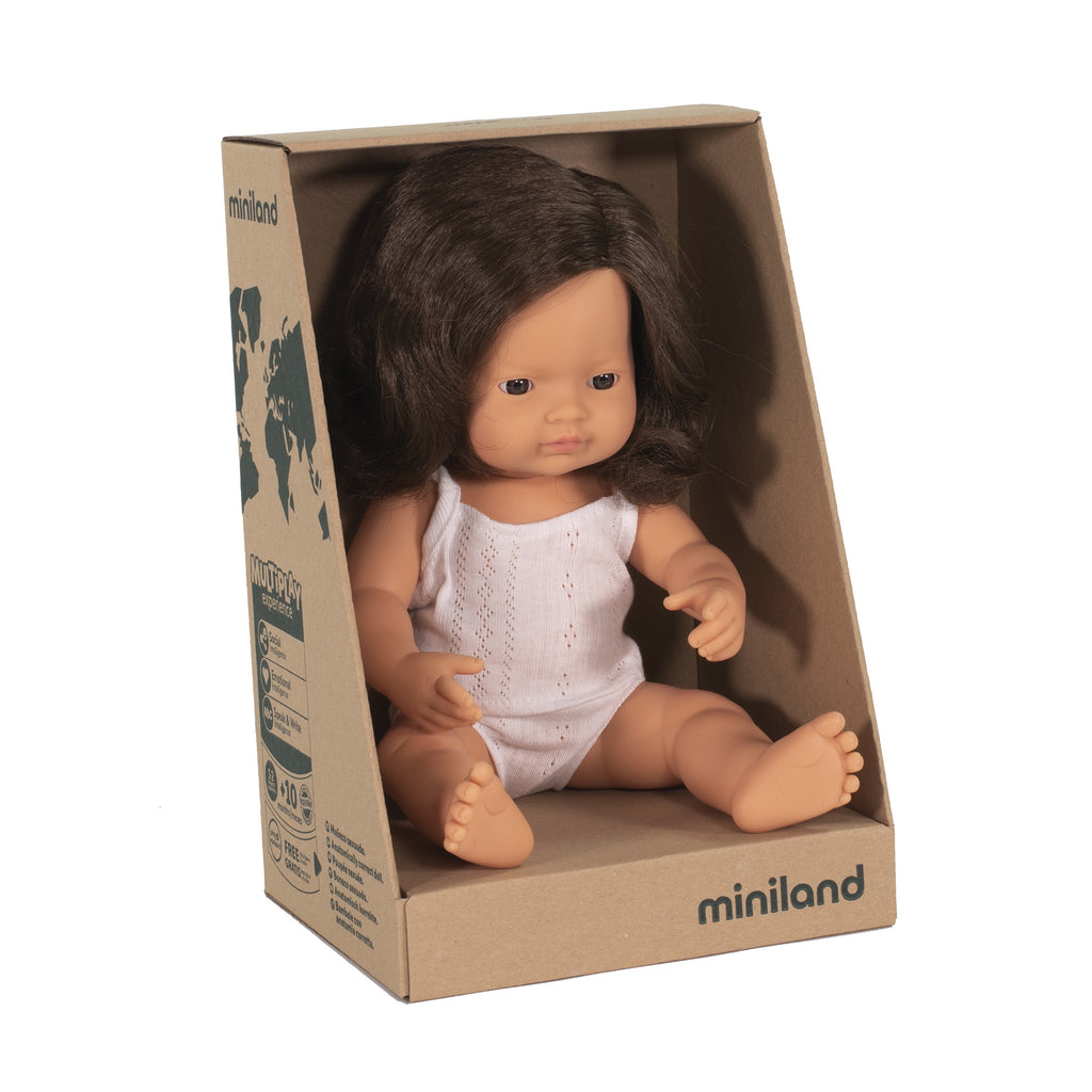 Miniland | 38cm | Caucasian Brunette | Girl | Boxed