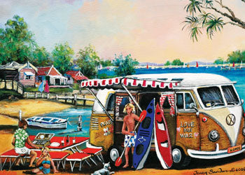 Blue Opal | 1000pc | Jenny Sanders | Kombi's of the Sixties | Camp out on the lake
