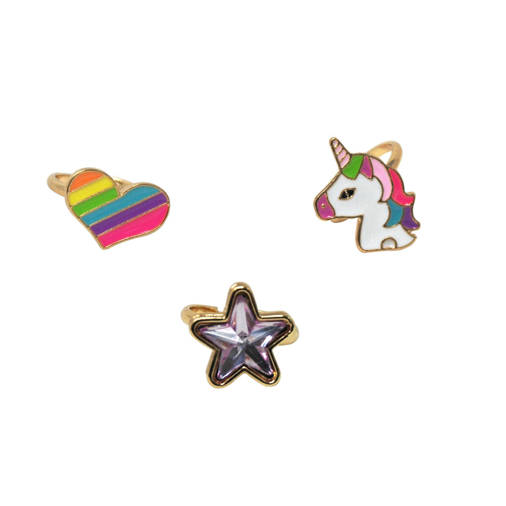 Pink Poppy | Rainbows & Unicorns adjustable ring set, 3 pce | RRM100