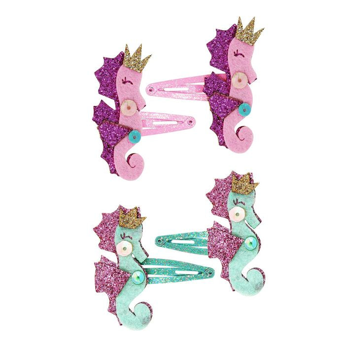 Pink Poppy | Glitter Seahorse Hairclips | HCG147