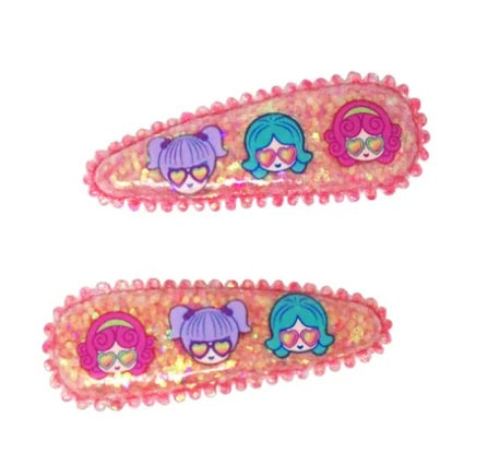 Pink Poppy | Polly Pocket | Glitter Snap Clips