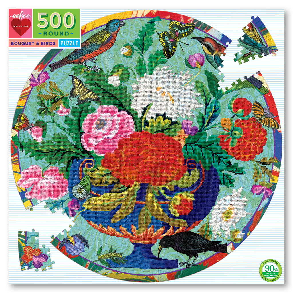 EeBoo | 500pc | Round | Bouquet & Birds
