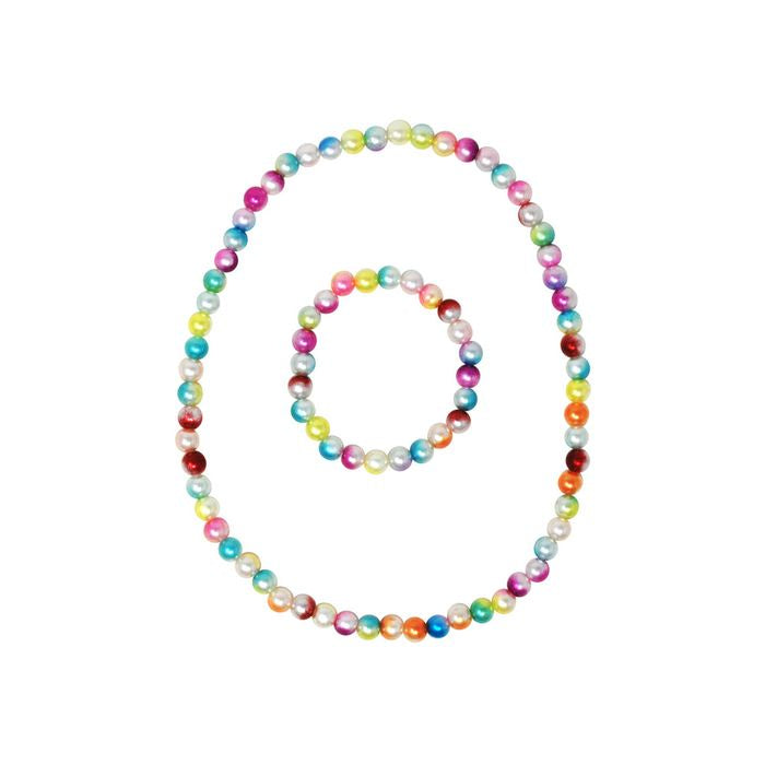 Pink Poppy | Rainbow Pearl Necklace & Bracelet Set