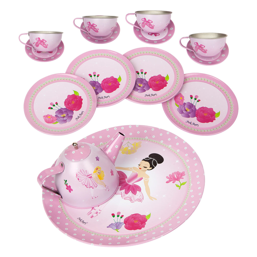 Pink Poppy |  Ballerina Bouquet tea set in carry case | TEA403P